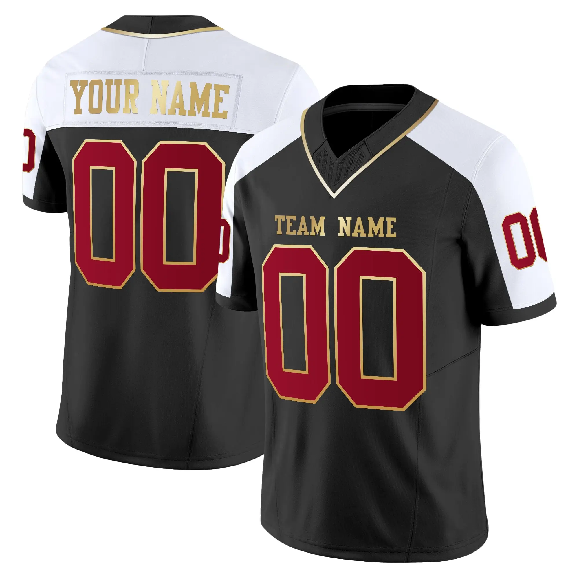 black alternate red gold authentic custom football jersey m0kf2