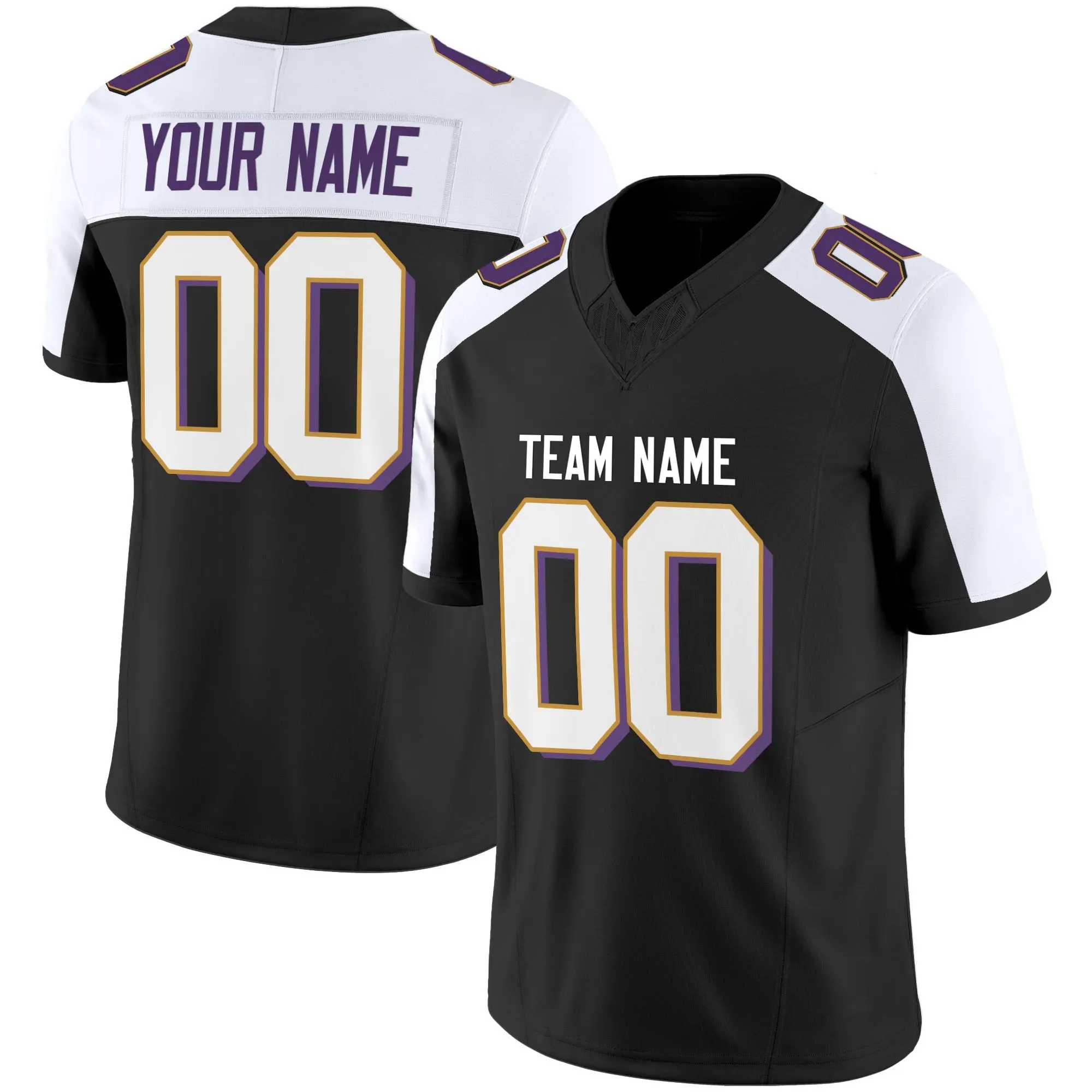 black alternate white gold authentic custom football jersey 53gao
