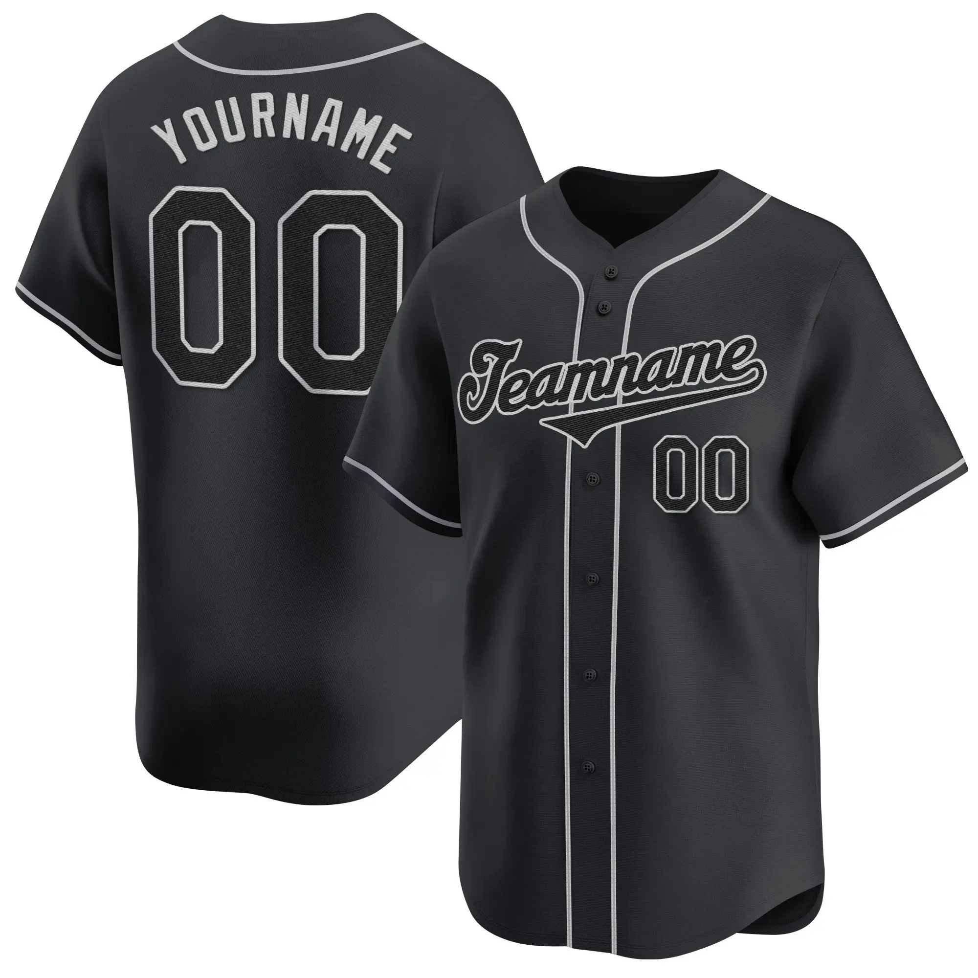 black black gray custom baseball jersey vvbeo