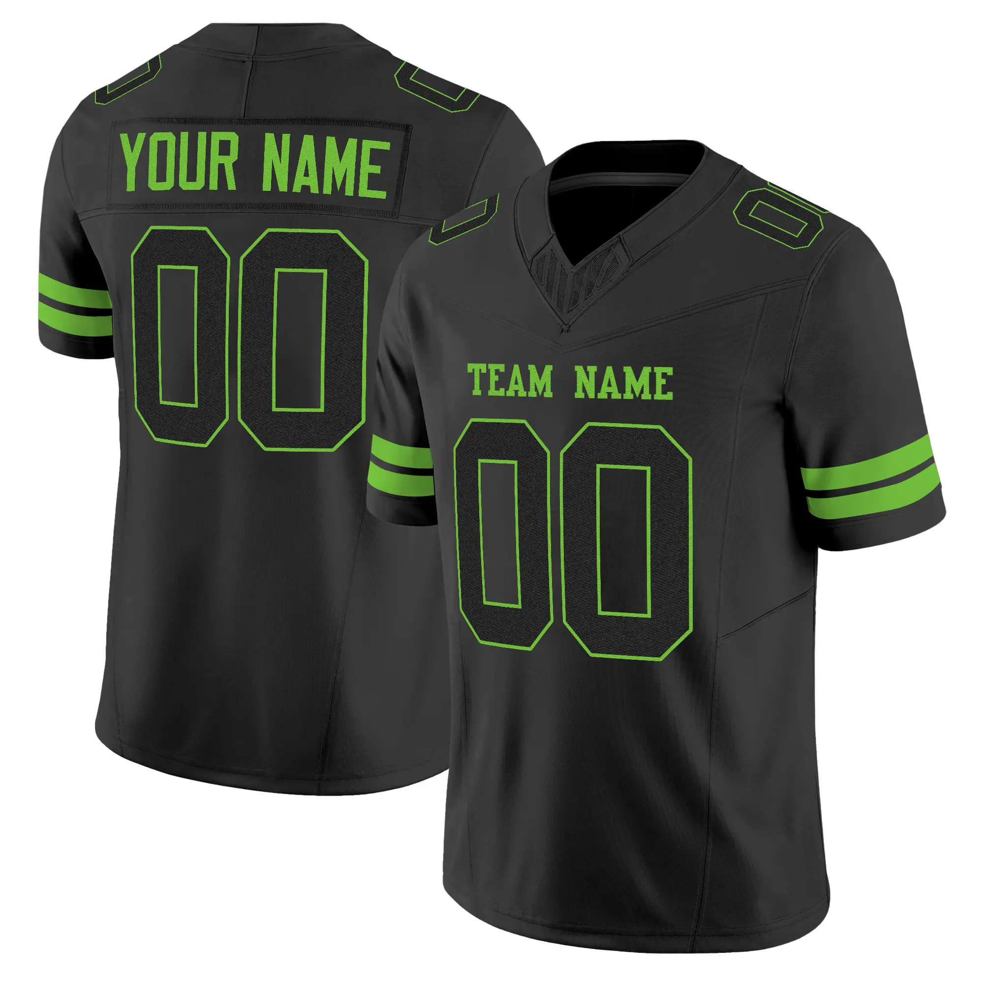 black black neon green mesh custom football jersey p4dau