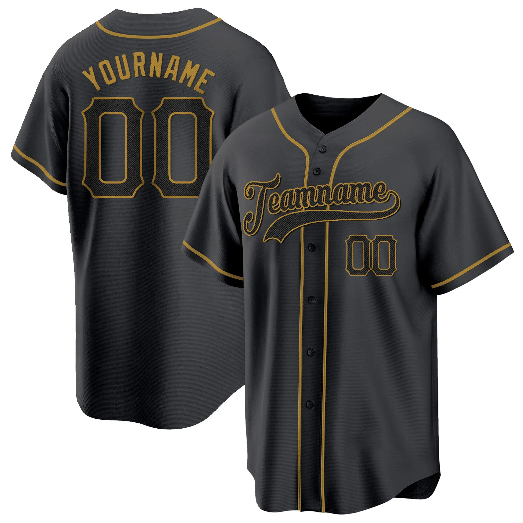 black black old gold custom baseball jersey cpjt2
