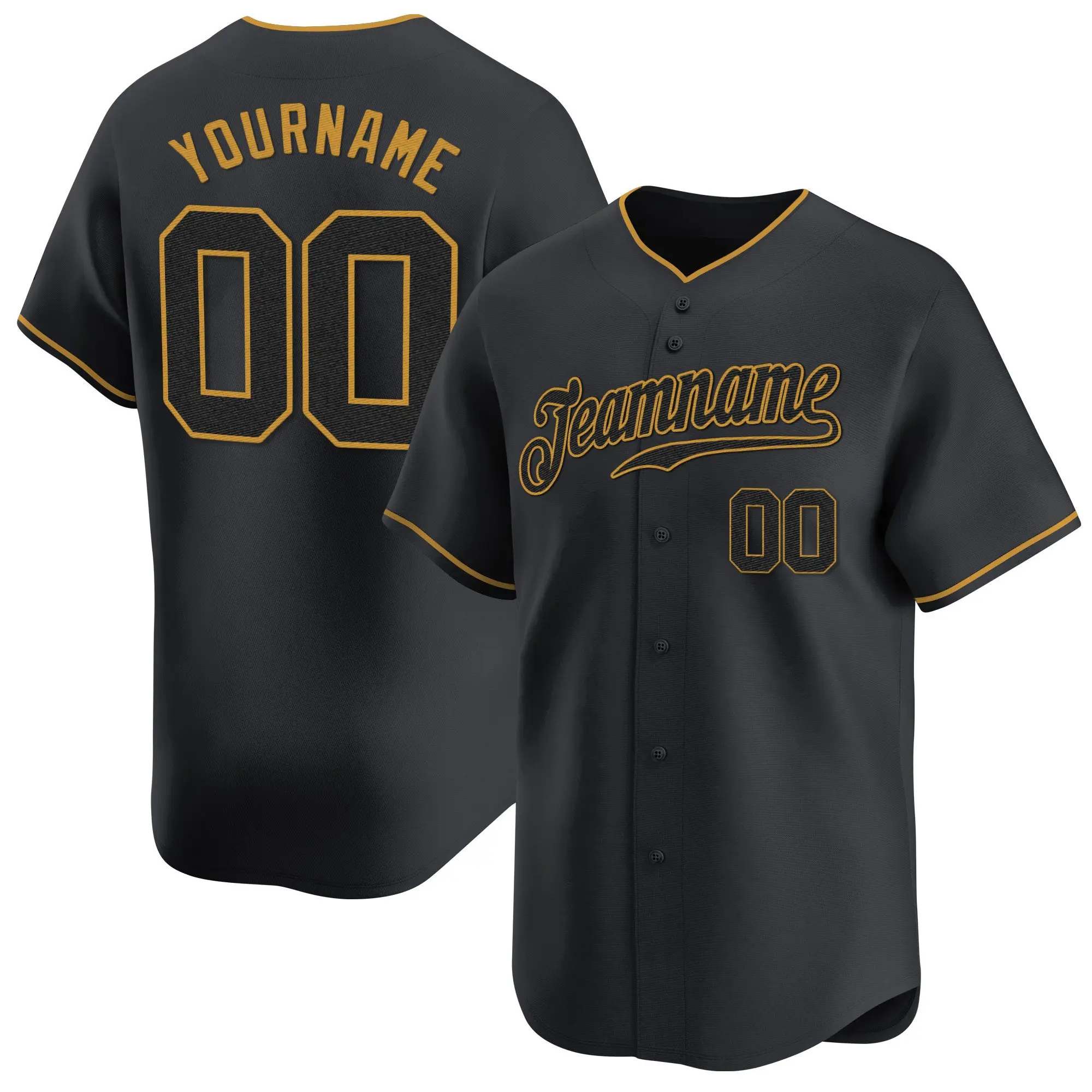 black black old gold custom baseball jersey gjayj