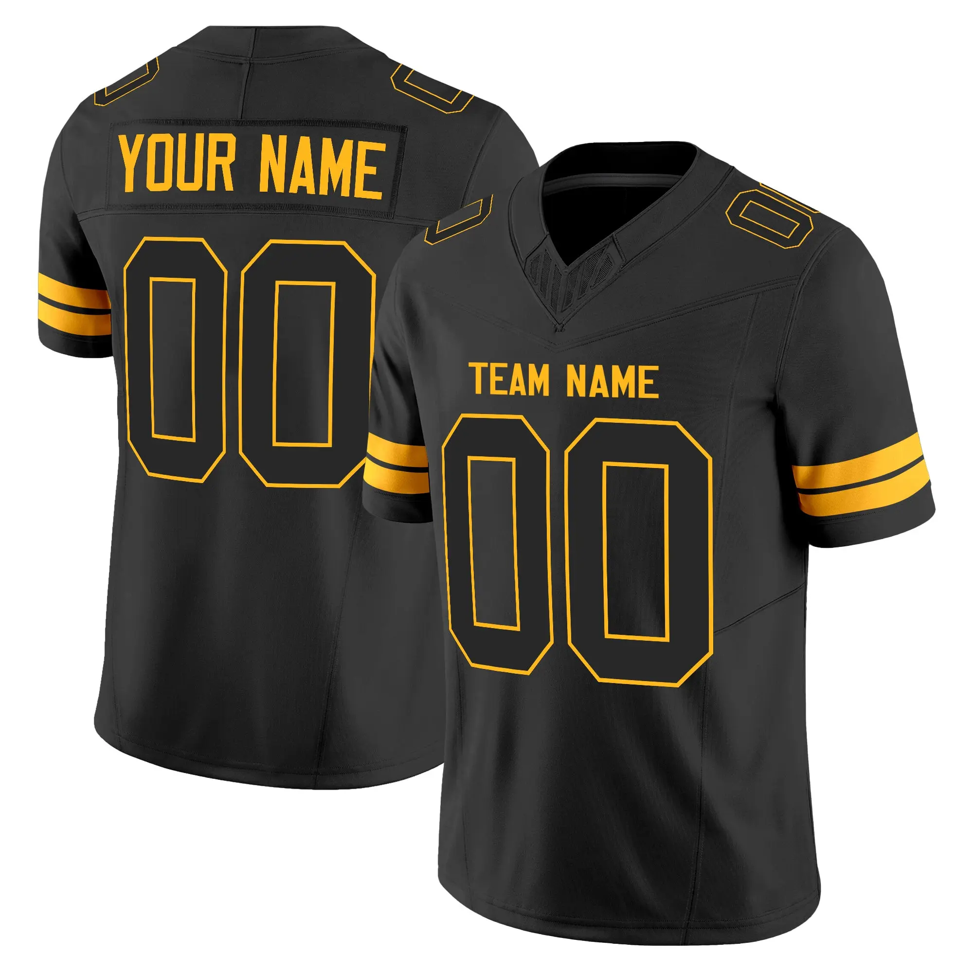 black black gold authentic custom football jersey qvncc