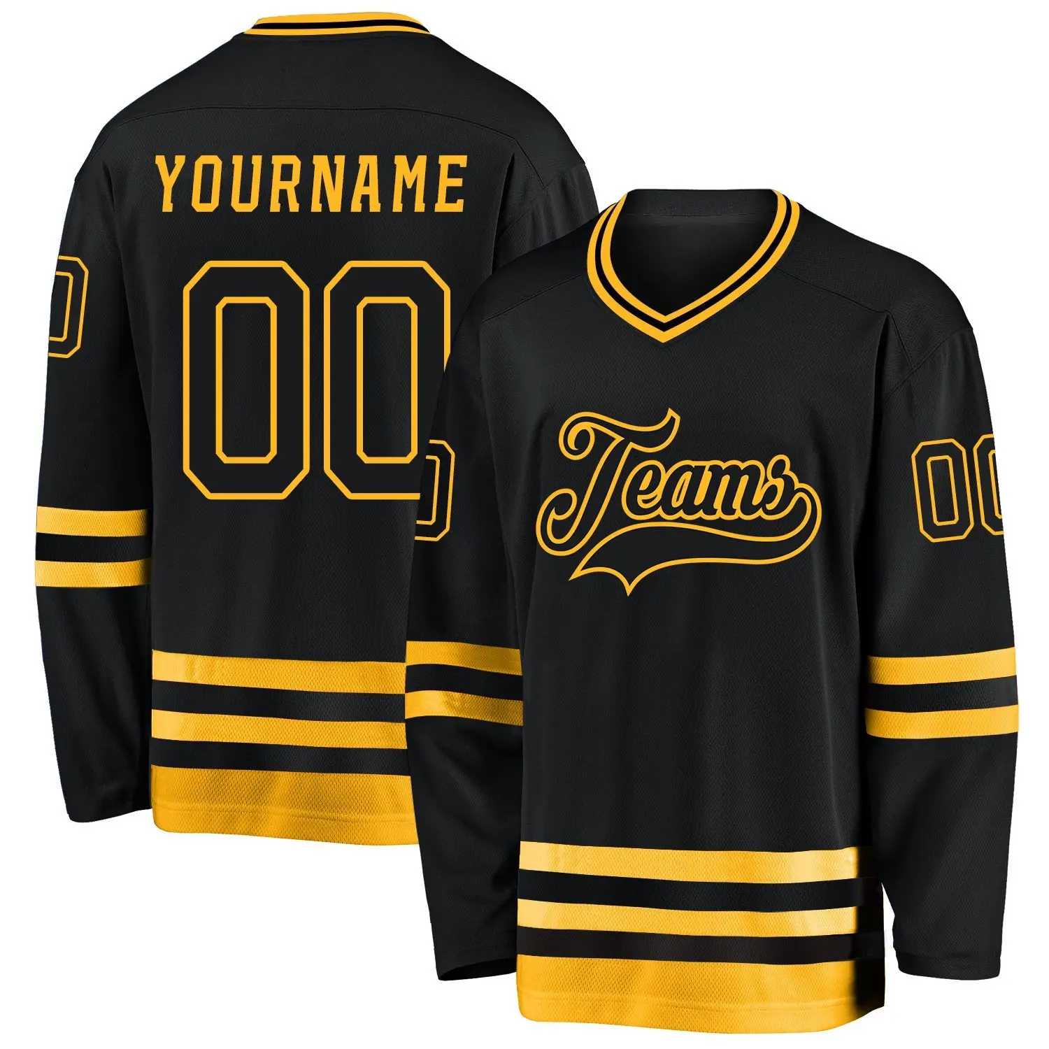 black black gold custom hockey jersey ugsy9