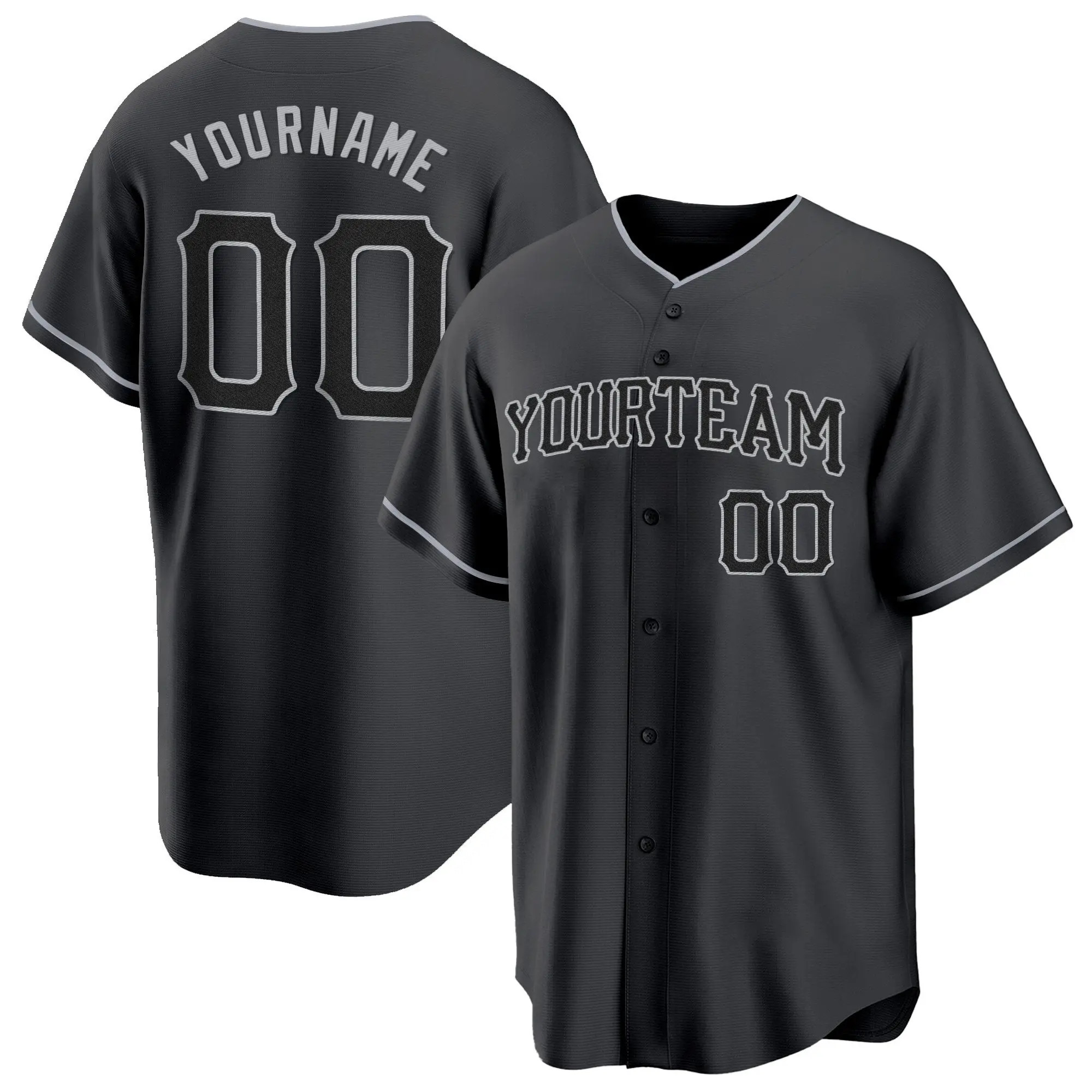 black black gray custom baseball jersey 5bpld