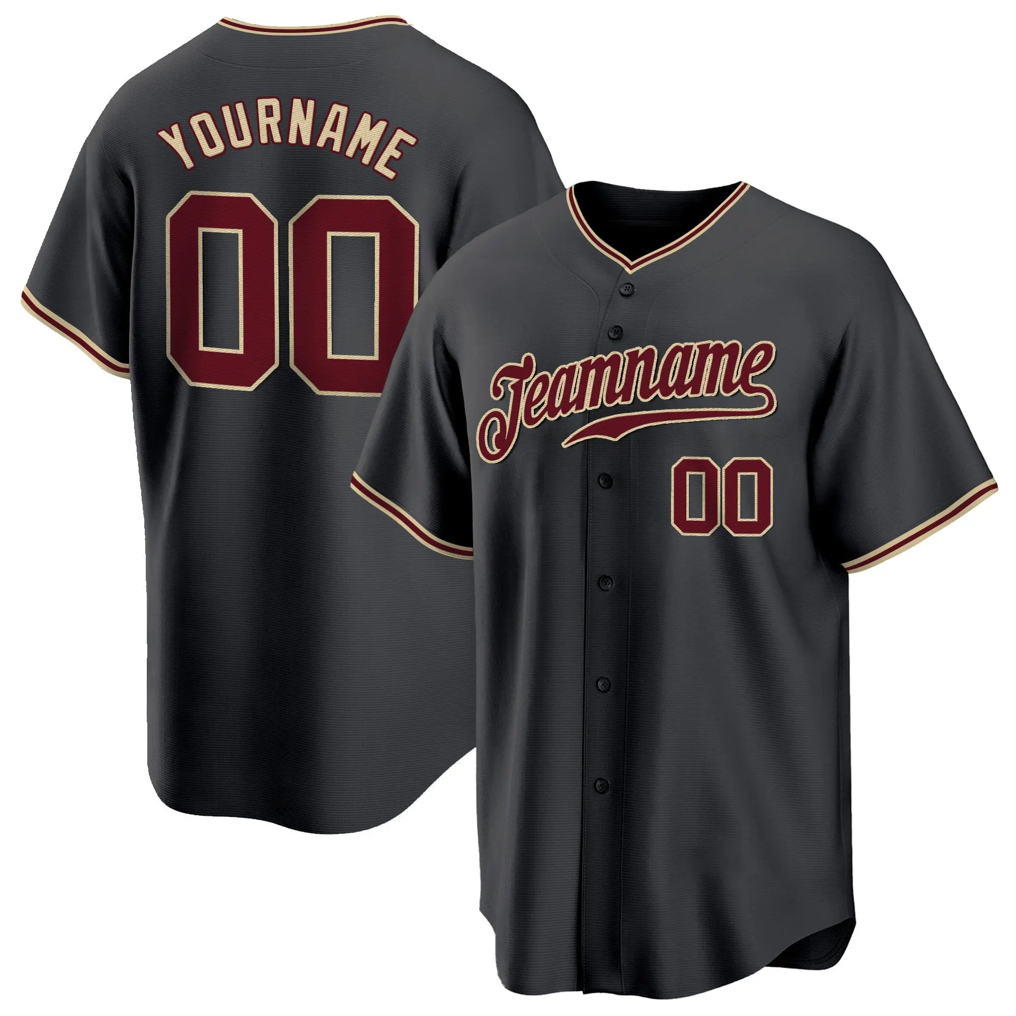black crimson city cream custom baseball jersey ygonu