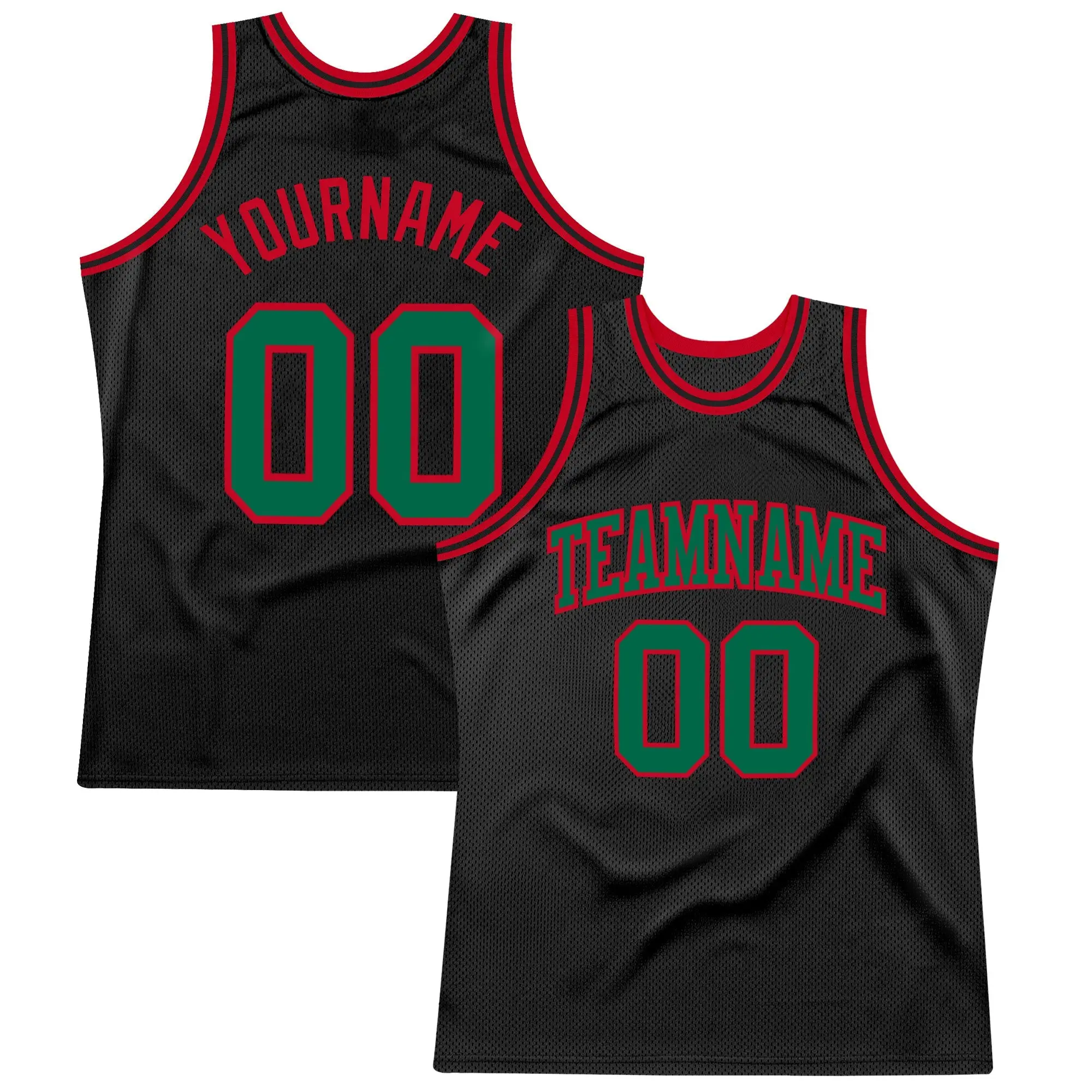 black kelly green red throwback custom basketball jersey mgh64