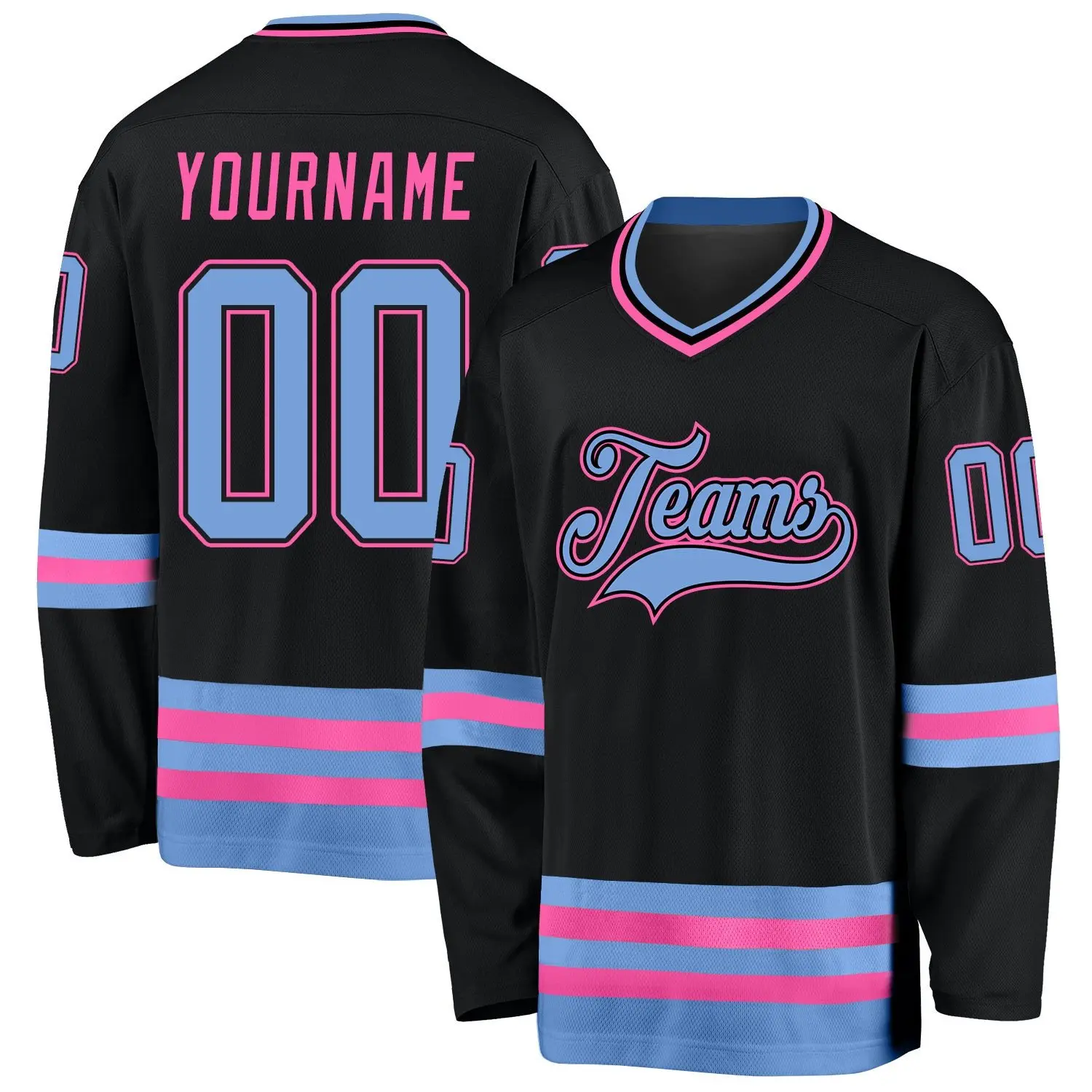 black light blue pink custom hockey jersey zclho