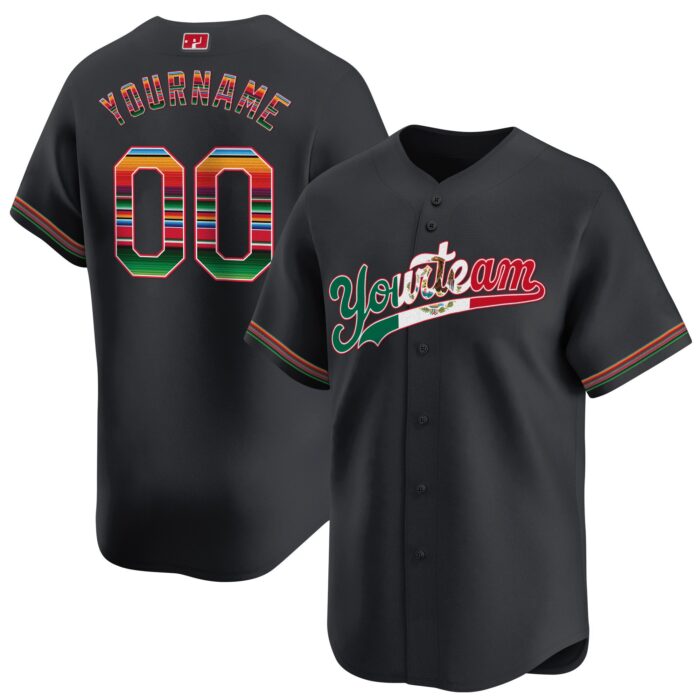 black mexico flag custom baseball jersey 0hpfj