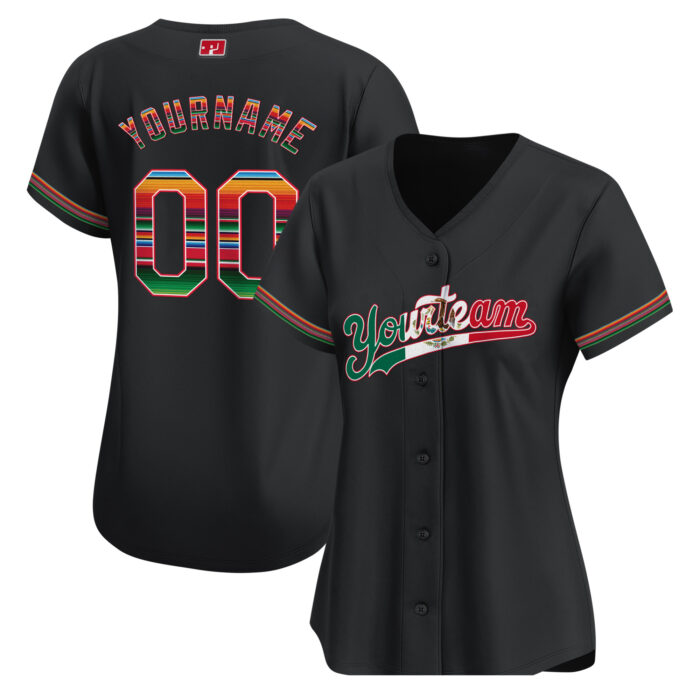 black mexico flag custom baseball jersey muns6
