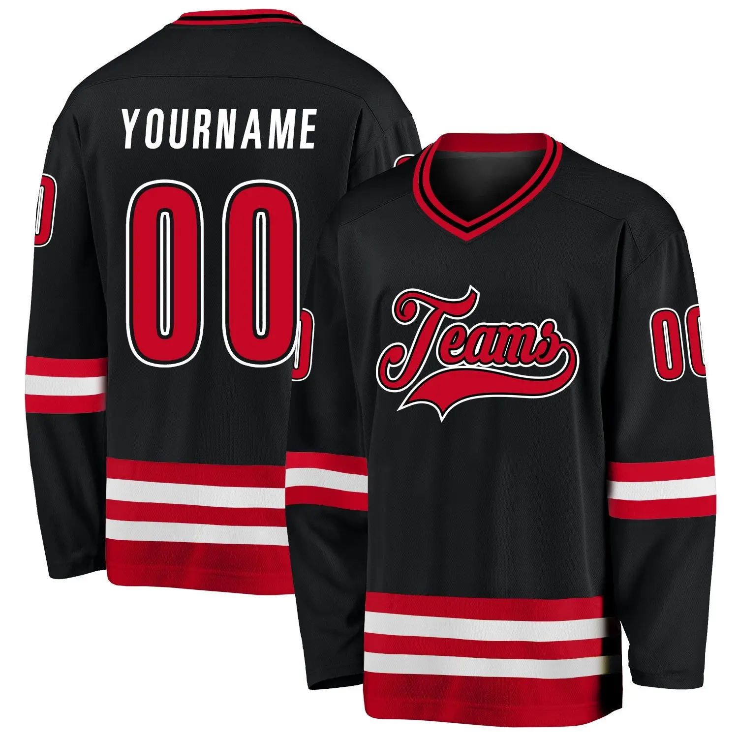black red white custom hockey jersey lukm1