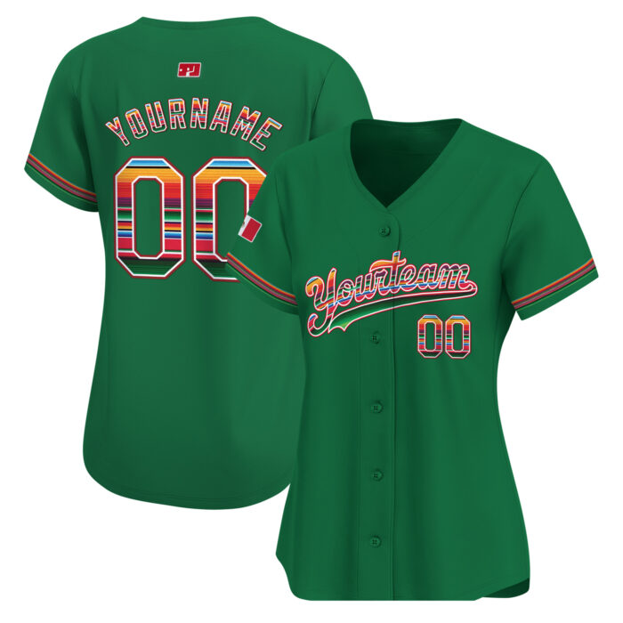 green mexico flag serape pattern custom baseball jersey qkfjv