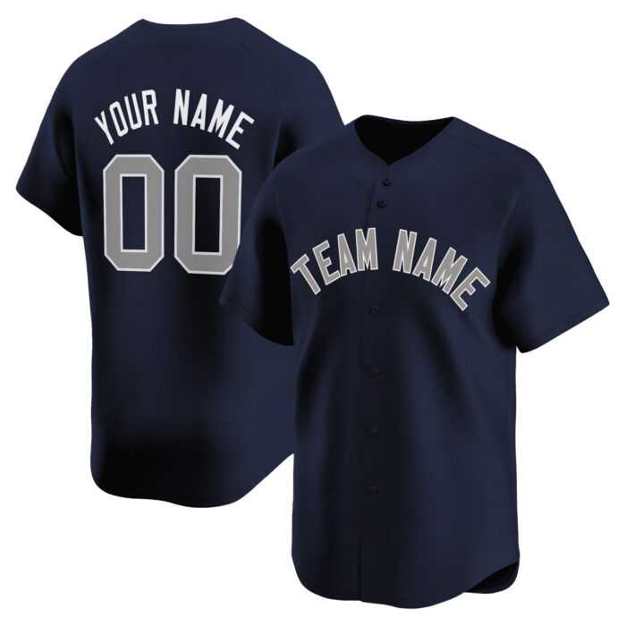 navy gray custom baseball jersey