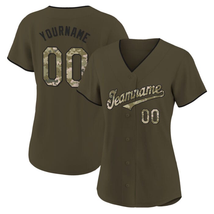 olive camo black salute to service custom baseball jersey d0czq