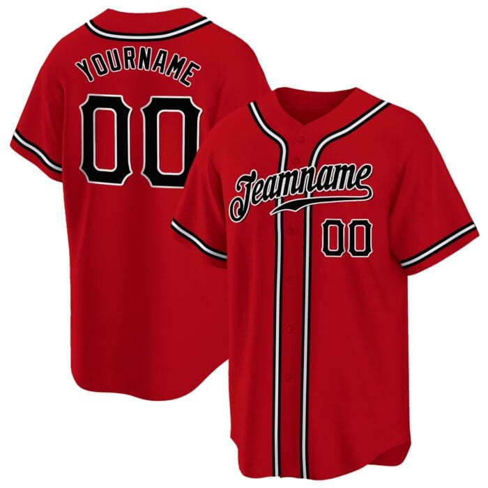 red black white custom baseball jersey 4wlnj