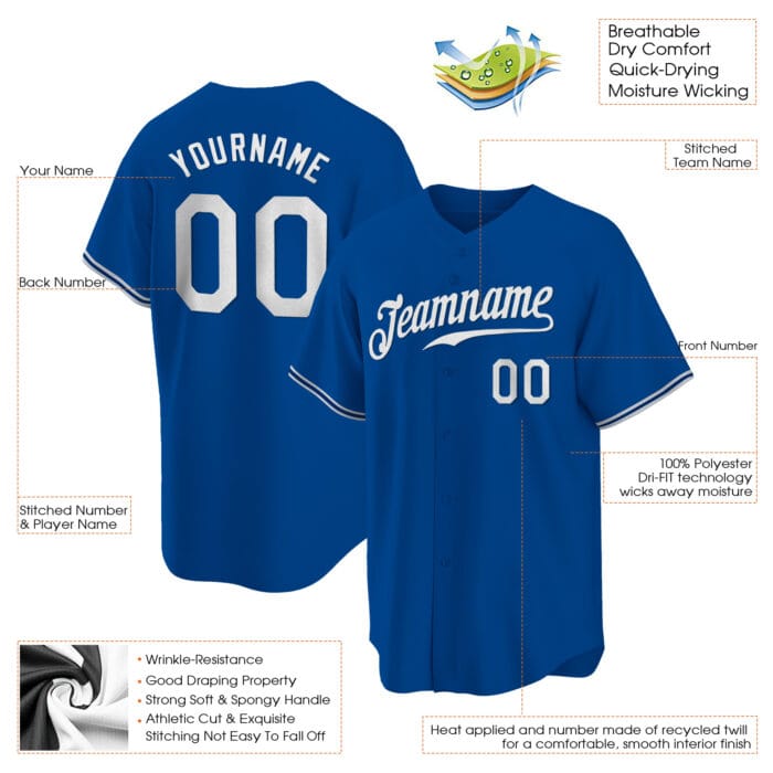 royal white custom baseball jersey awamp