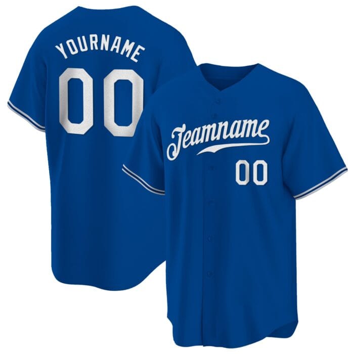 royal white custom baseball jersey