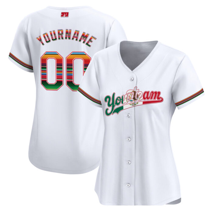 white mexico flag custom baseball jersey 3c1cv