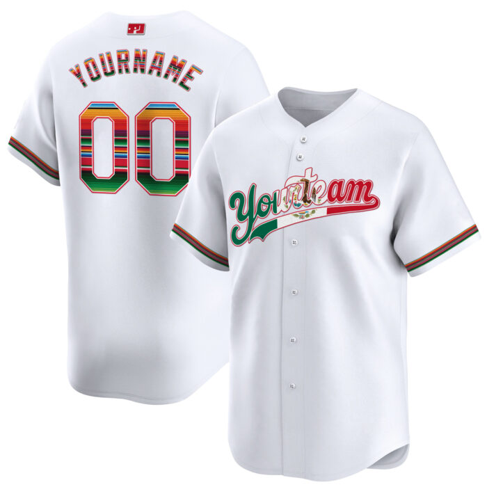 white mexico flag custom baseball jersey mqfcv