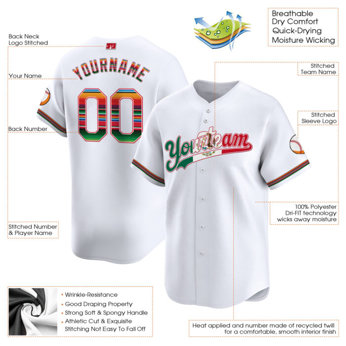 white mexico flag custom baseball jersey s2voy